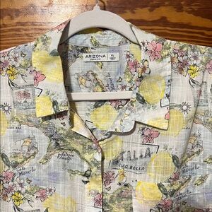 NWT Arizona Jean Co Camp Shirt Sz XXL Full Button Short Sleeve Very Light Italy